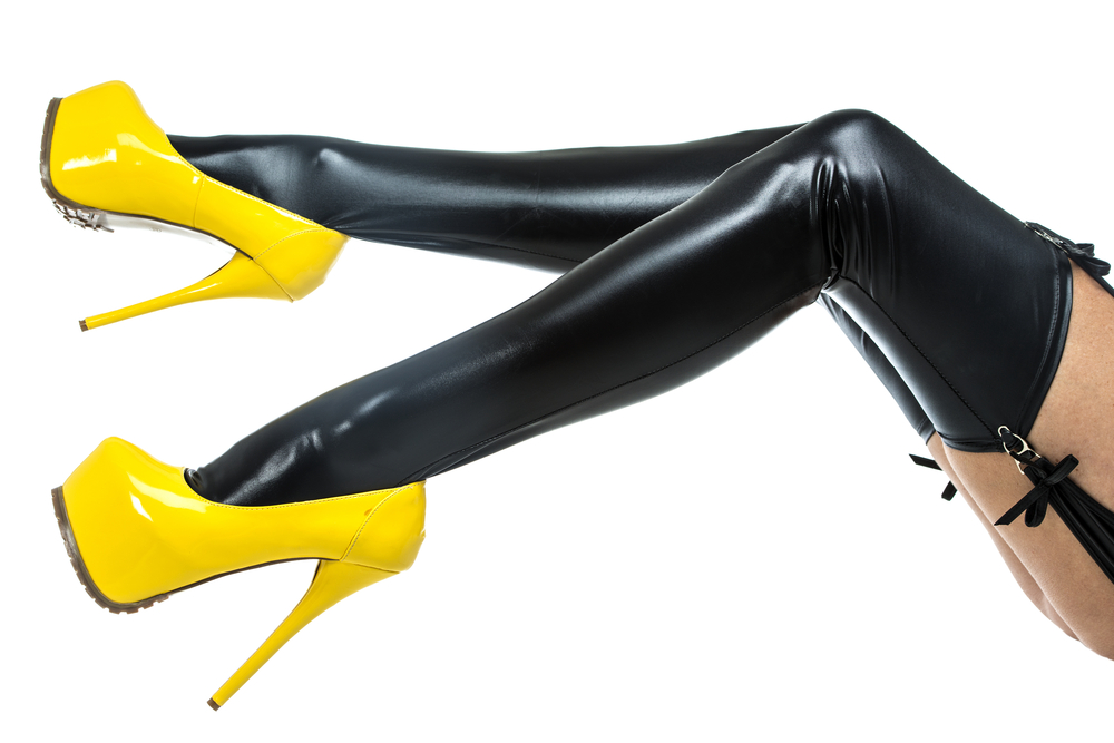 Woman in pvc stockings and yellow stilettos for Your Guide to Fetishes